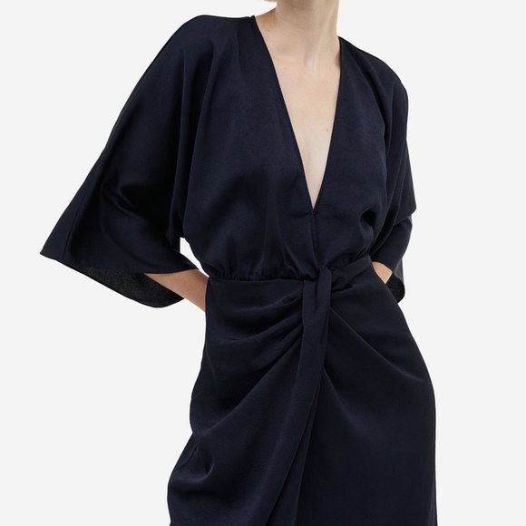 (NWT) H&M - dark blue/navy, flowy, v-neck dress - Picture 3 of 8